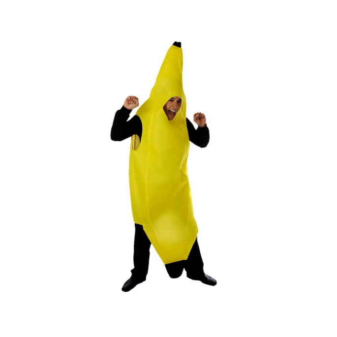 Bananenpak megagadgets ga verkleed als een banaan