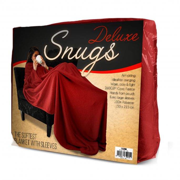 Snuggie Original - Deluxe - Rood - XL - Fleece Deken - Met Mouwen - Anti-Pluis - 215x150 cm - Plaid