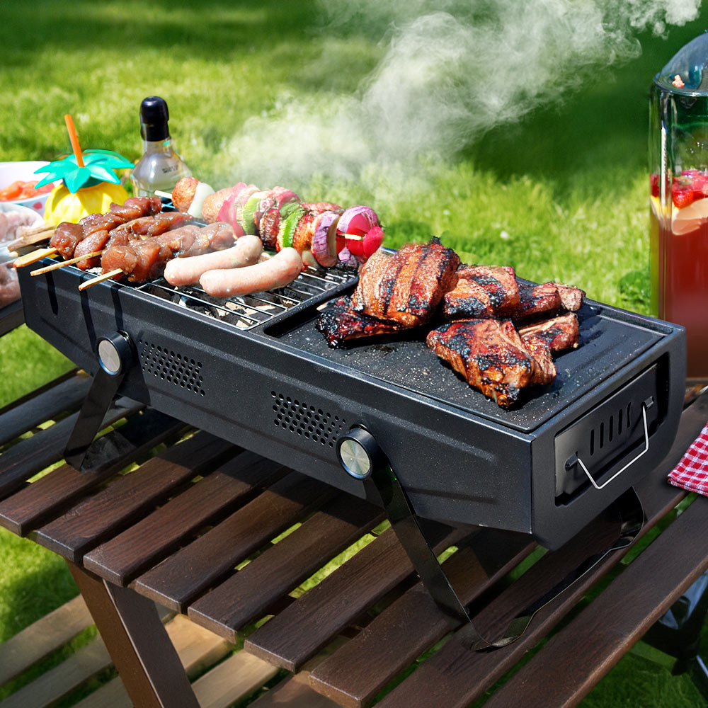 2 in 1 compact BBQ ZWART