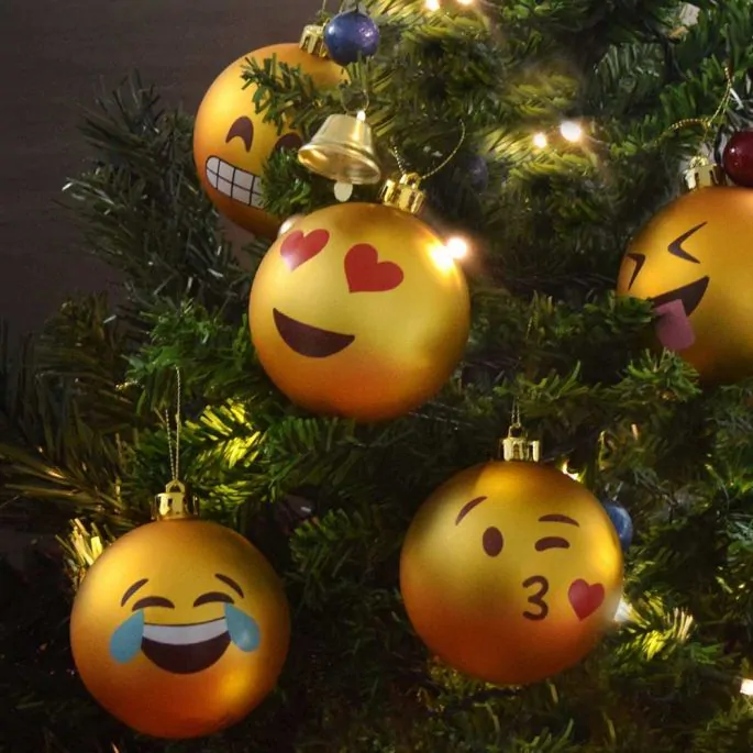 Emoji kerstballen kerstdecoraties
