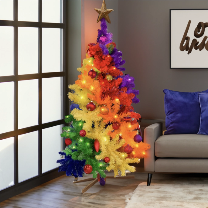 Regenboog kerstboom kerstdecoraties
